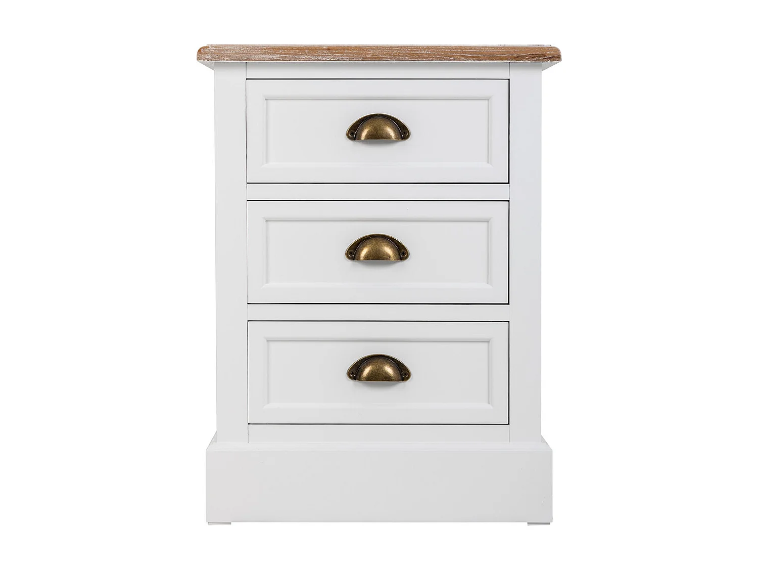 Mesita de noche de madera de 3 cajones blanco 45x35x60h cm