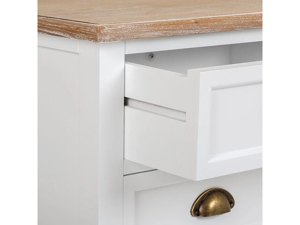 Mesita de noche de madera de 3 cajones blanco 45x35x60h cm