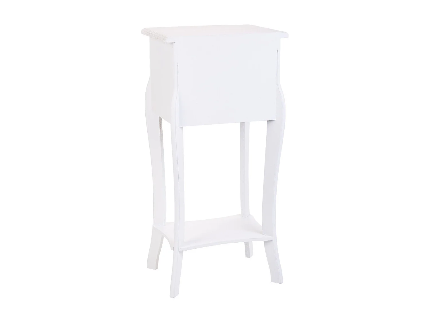 Mesita de madera de 1 cajon y 1 balda blanco 34x28x71