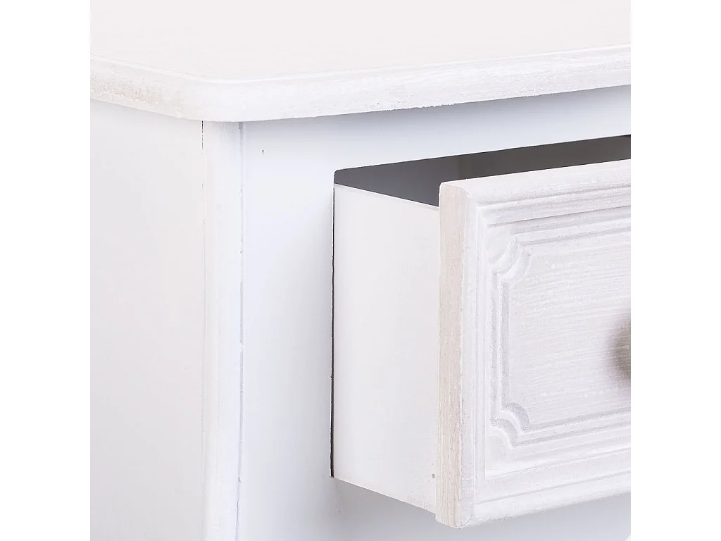 Mesita de madera de 1 cajon y 1 balda blanco 34x28x71