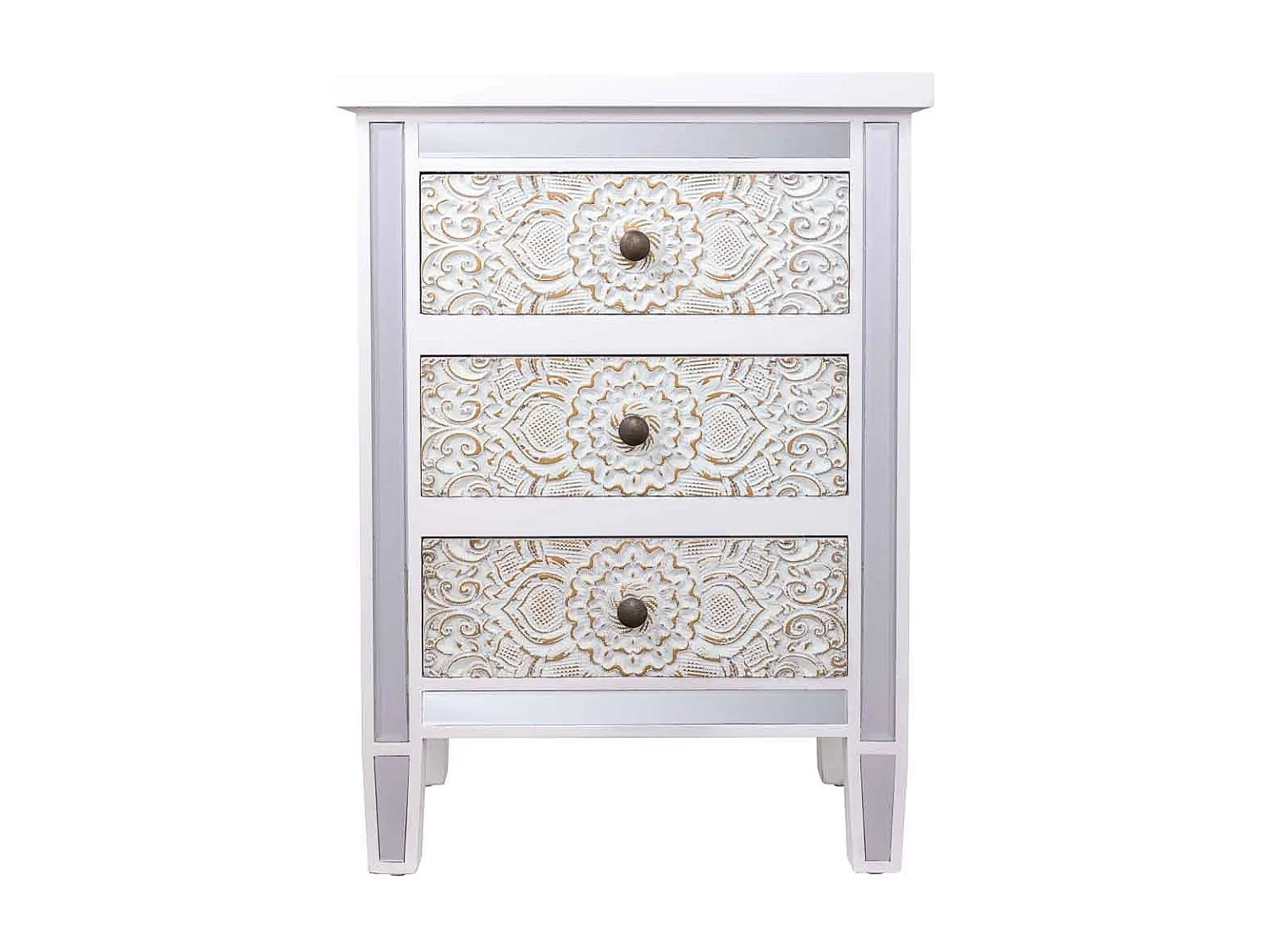 Nachttisch aus Holz mit 1 Schublade und 2 Türen 45x34x66