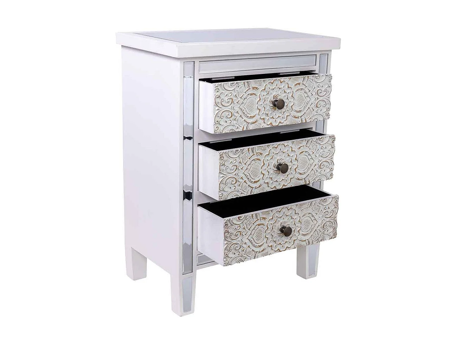 Nachttisch aus Holz mit 1 Schublade und 2 Türen 45x34x66