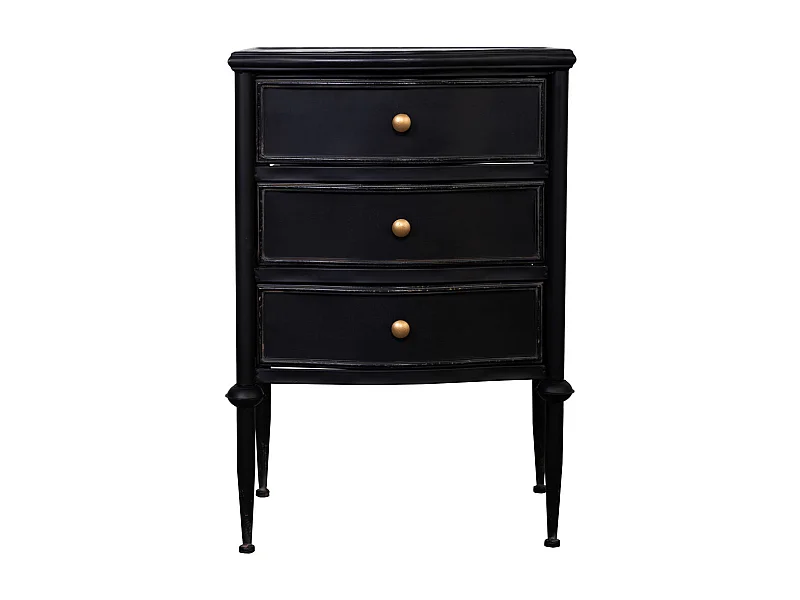 Aparador de metal antigo preto com 3 gavetas 46x36x68