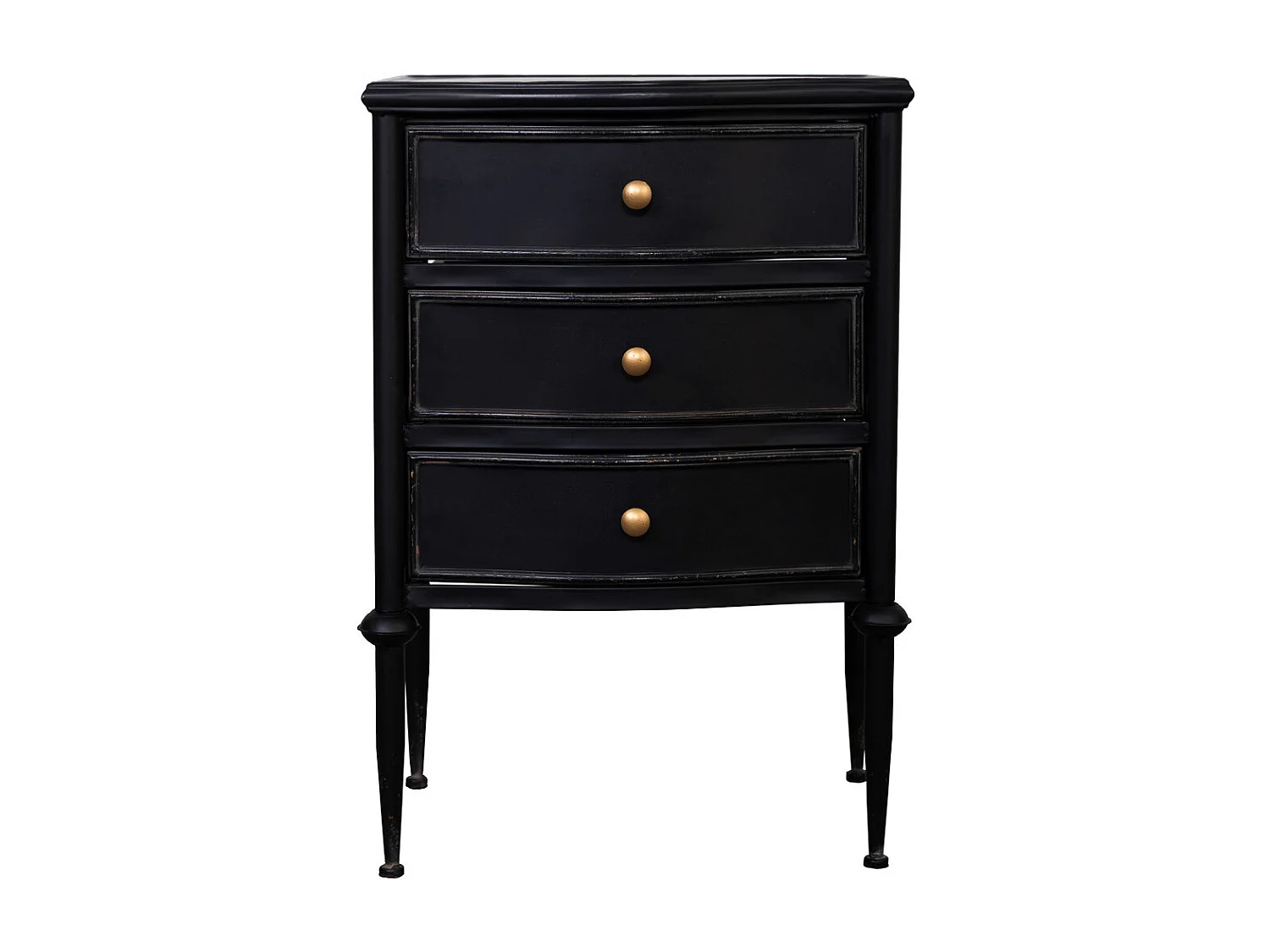 Mesita de 3 cajones de metal envejecido negro 46x36x68