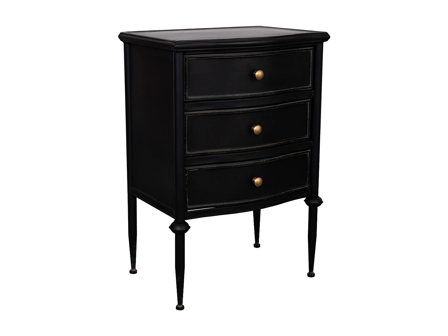 Mesita de 3 cajones de metal envejecido negro 46x36x68