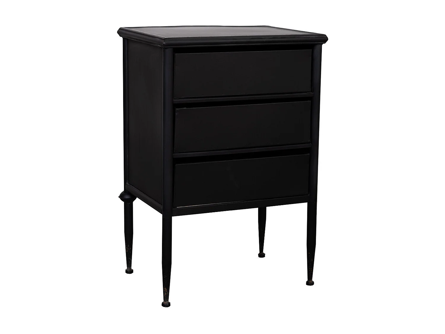 Mesita de 3 cajones de metal envejecido negro 46x36x68
