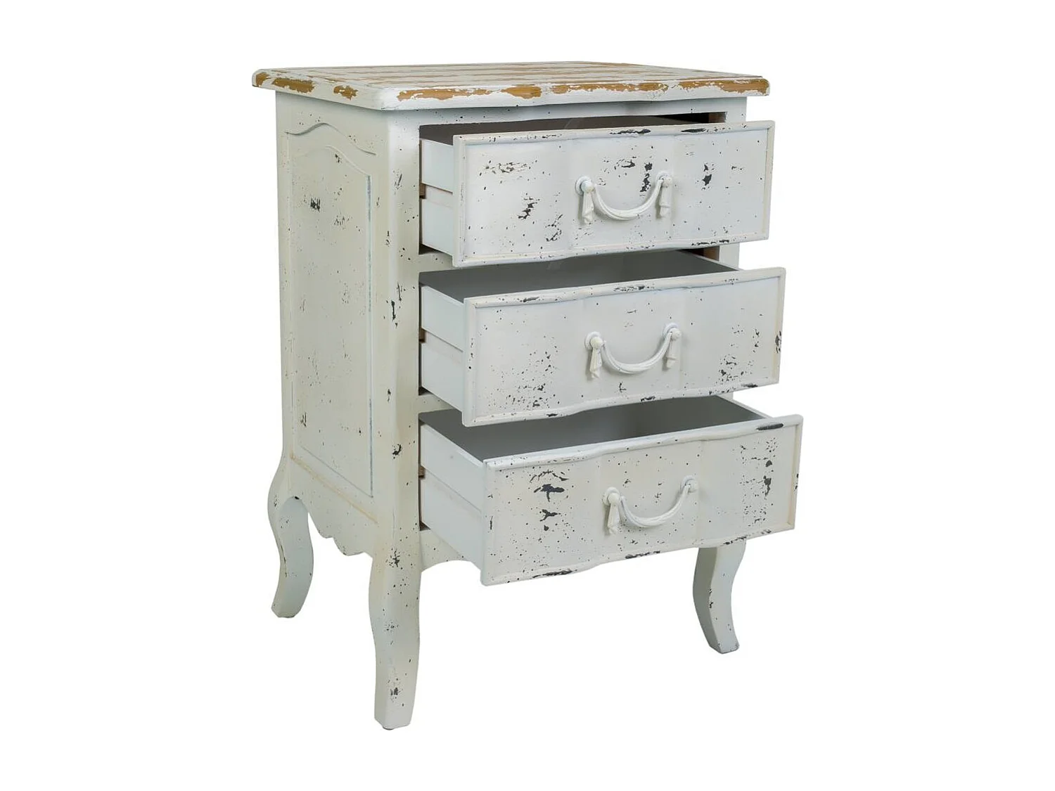 Nachttisch aus antikweiß lackiertem Holz, 50 x 40 x 70 cm