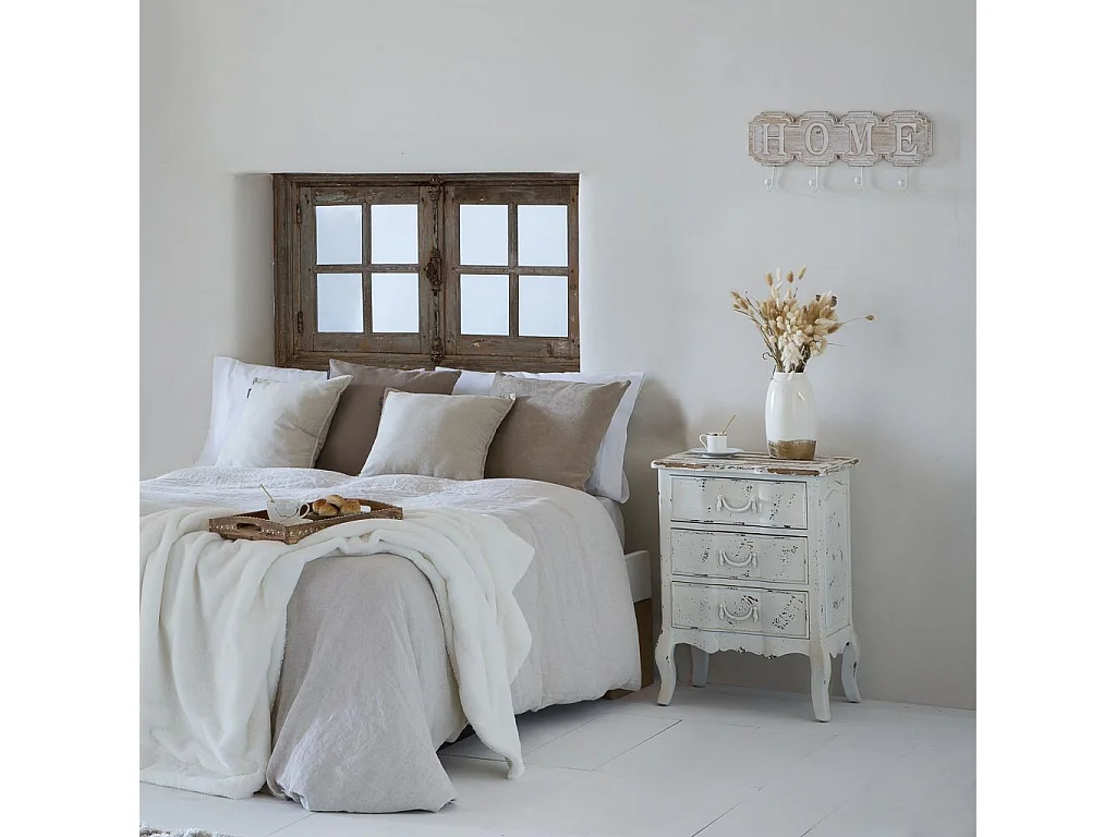 Mesita de madera lac blanco envejecido 50x40x70