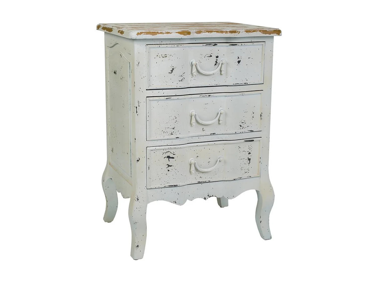 Mesita de madera lac blanco envejecido 50x40x70