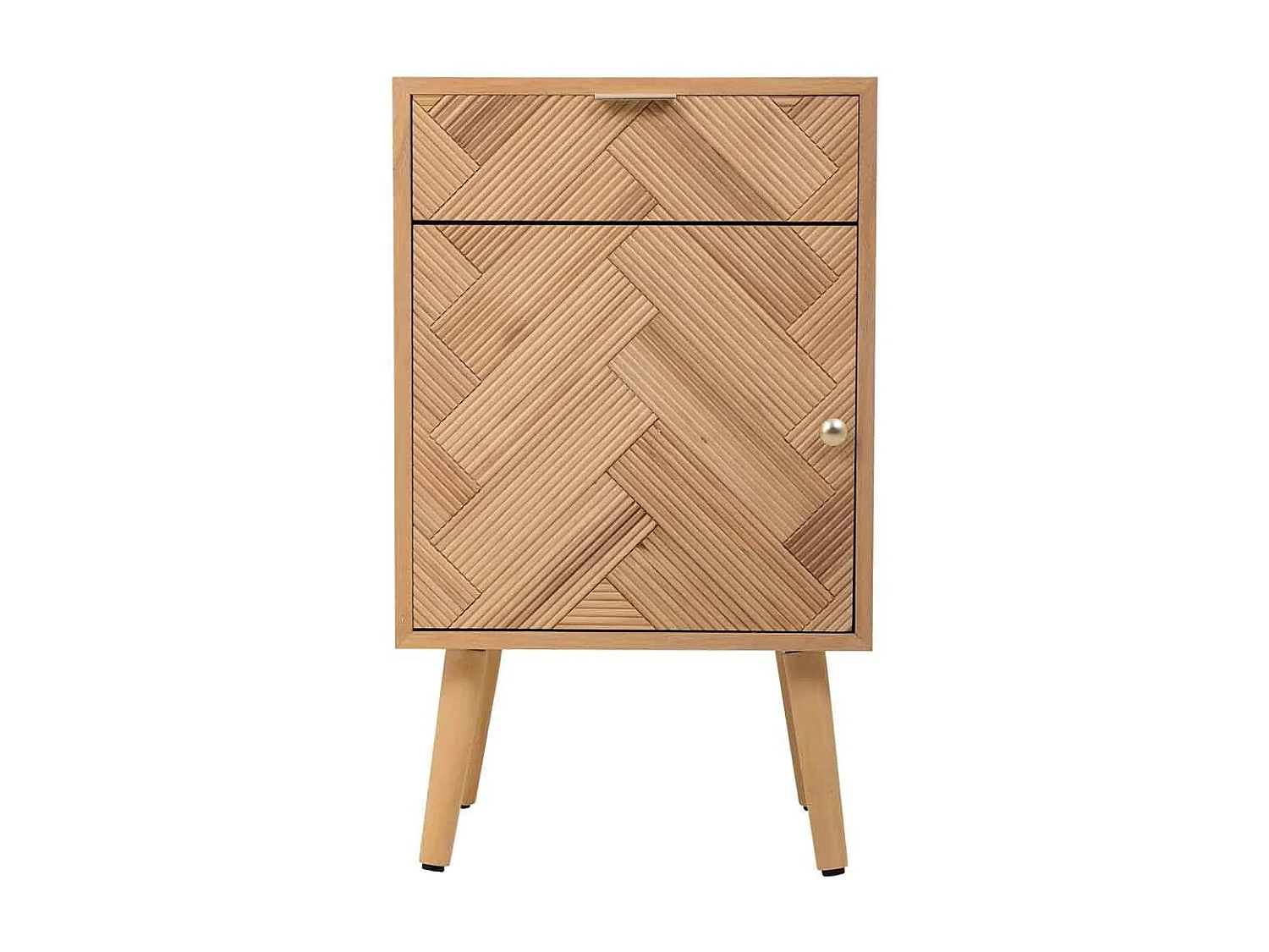 Comodino in legno con 1 porta e 1 cassetto marrone 42x34x70