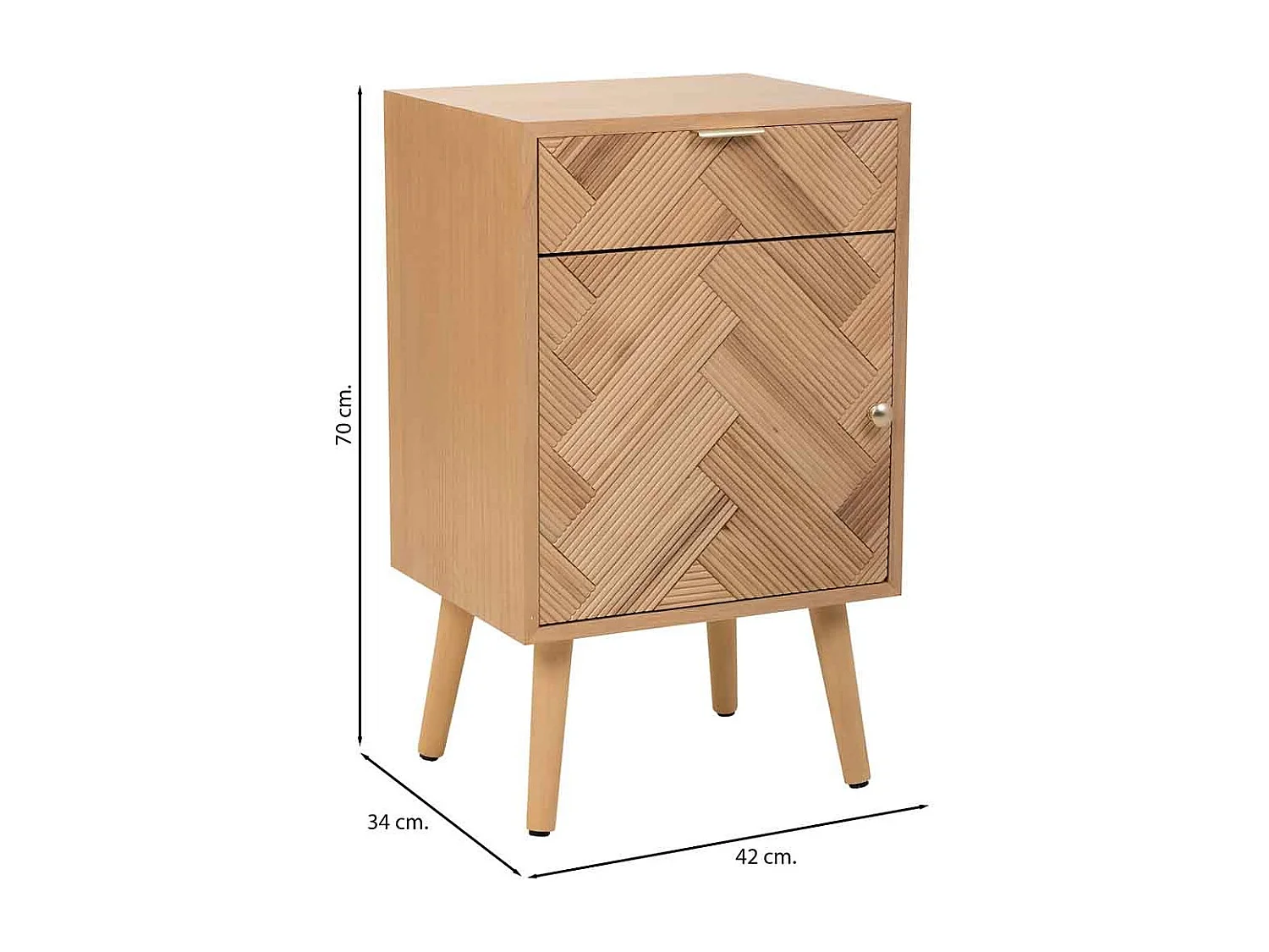 Beistelltisch aus Holz mit 2 Schubladen und 1 Regal 48x35x82