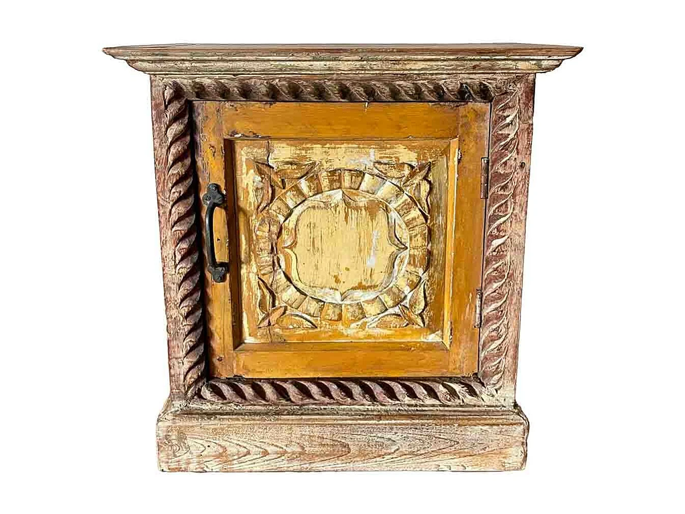 Table en bois finition artisanale marron 50x30x56h cm