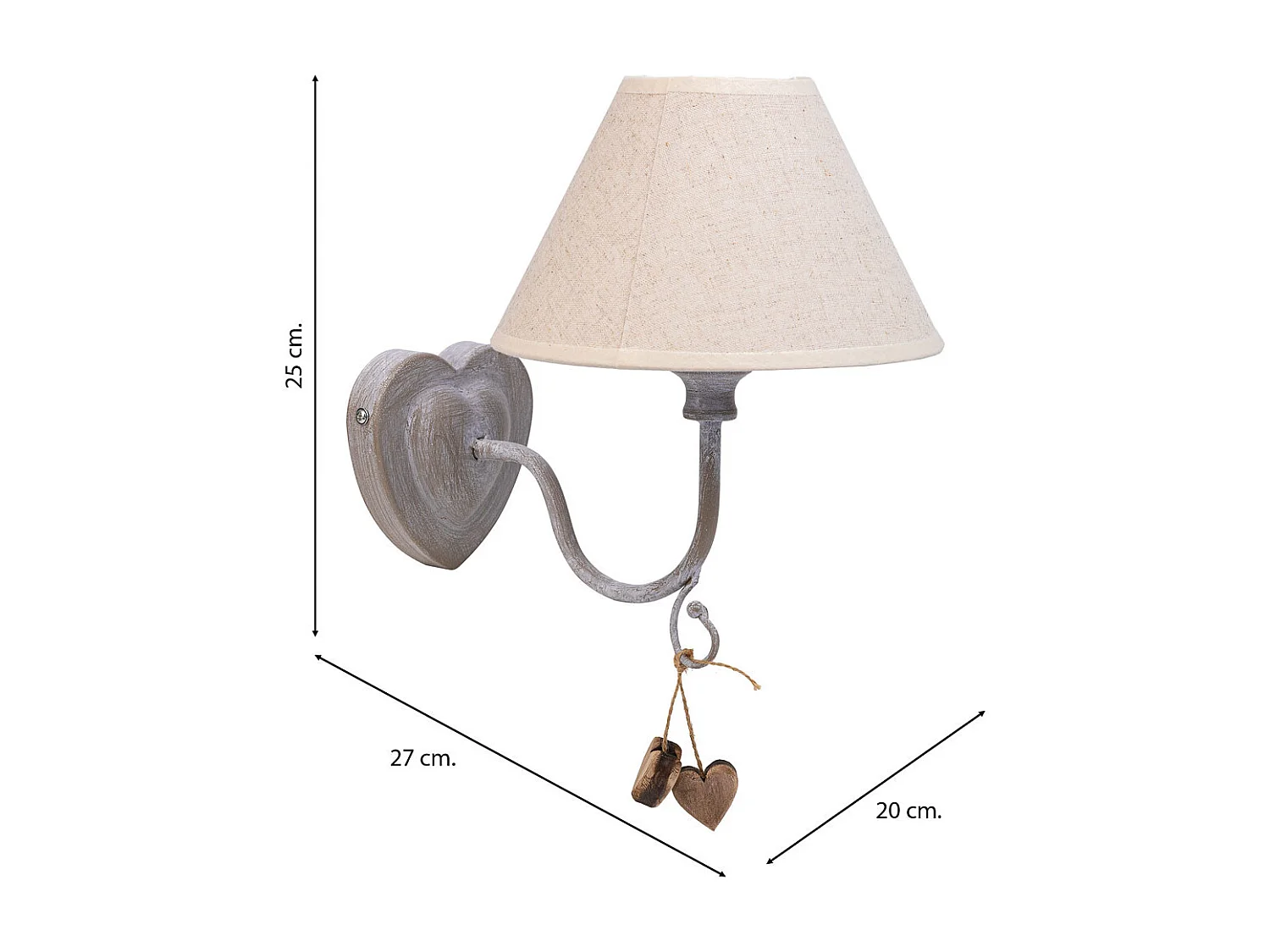 Aplique de metal cinza 20x27x25