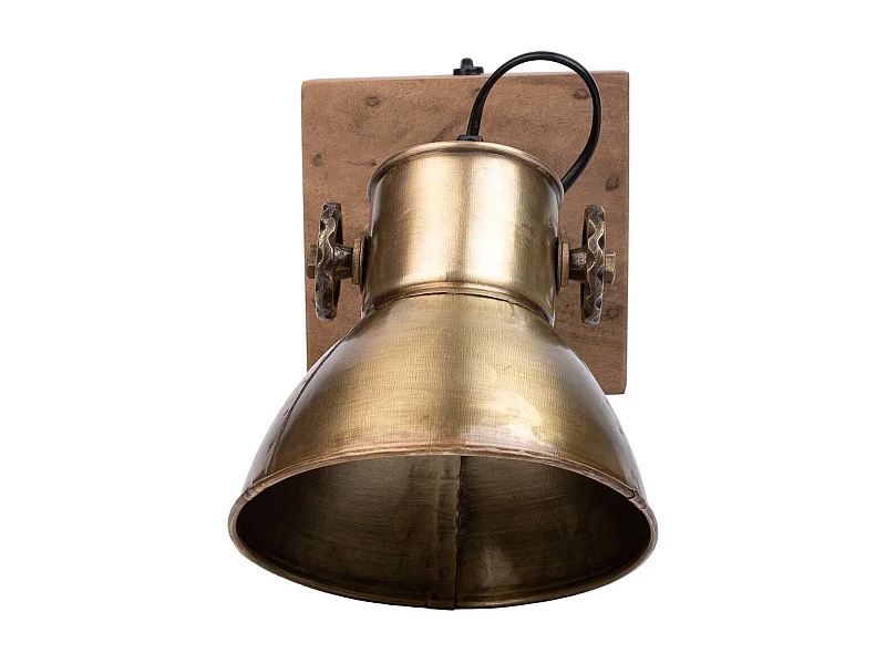 Aplique de madeira e metal dourado 18x18x27