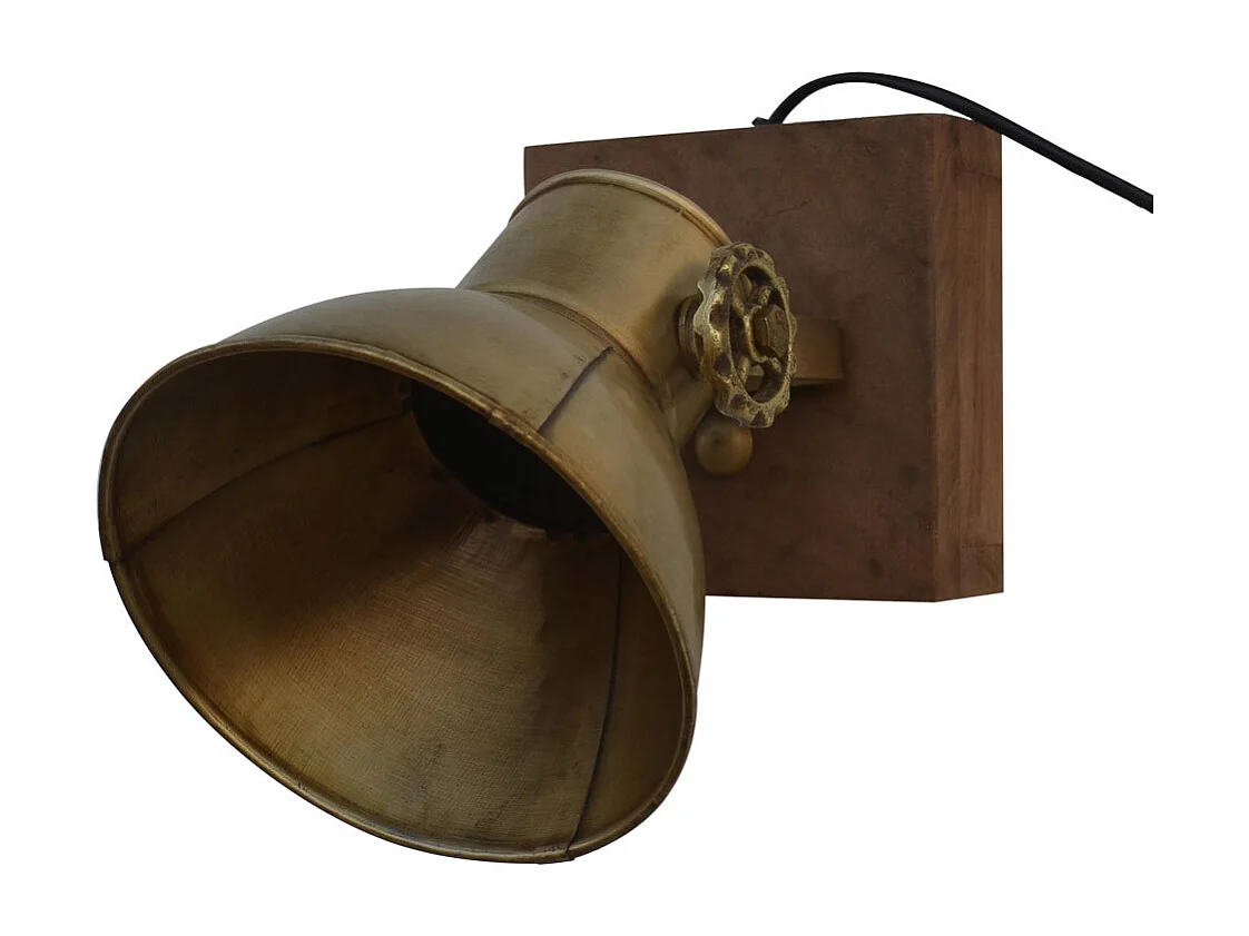 Aplique de madeira e metal dourado 18x18x27