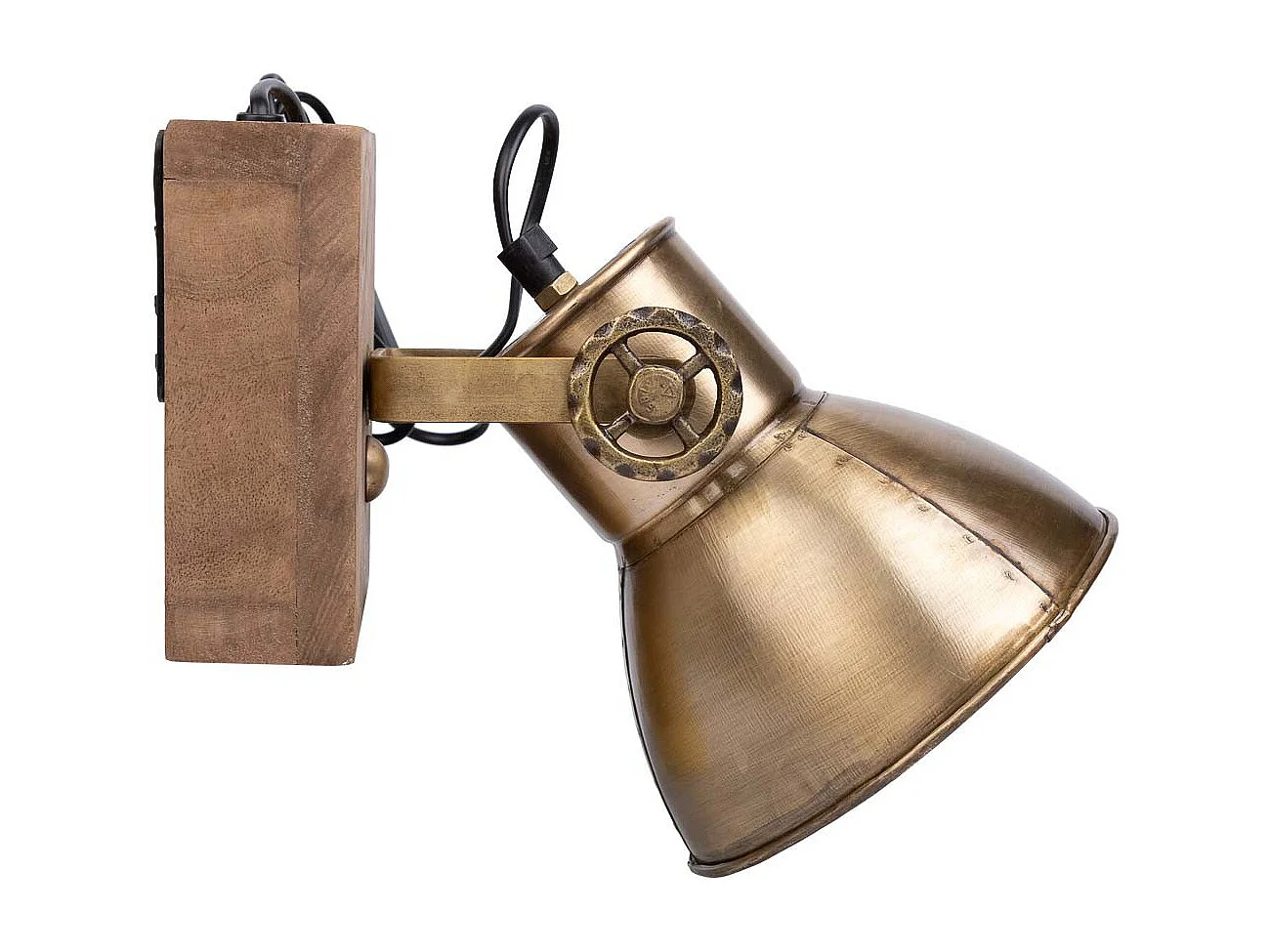 Aplique de madeira e metal dourado 18x18x27