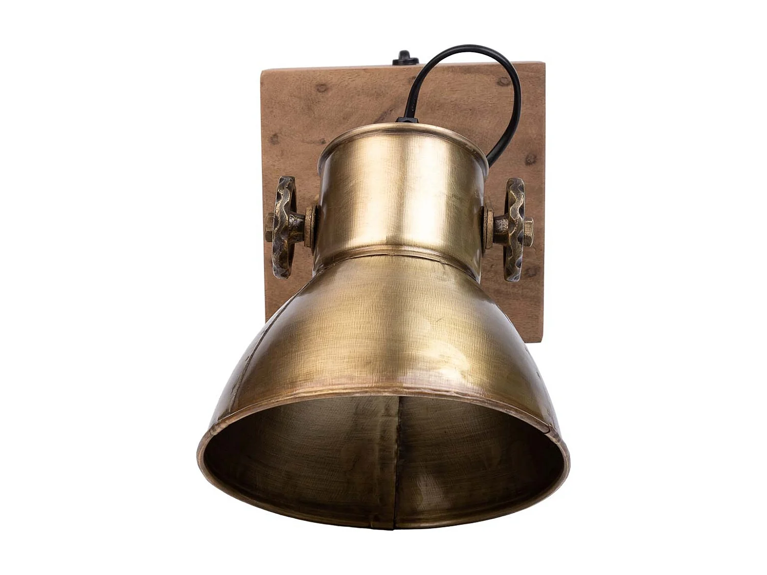 Aplique de madeira e metal dourado 18x18x27