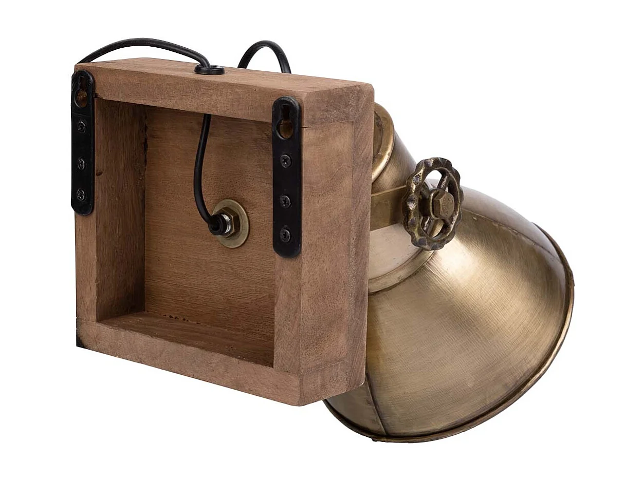 Aplique de madeira e metal dourado 18x18x27