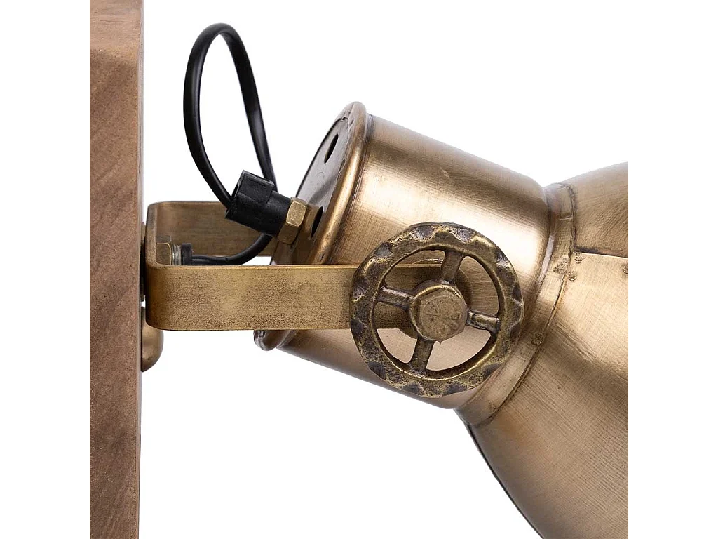 Aplique de madeira e metal dourado 18x18x27