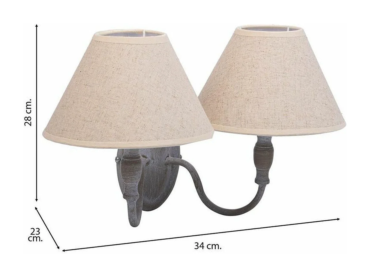 Aplique de metal cinza 34x23x28