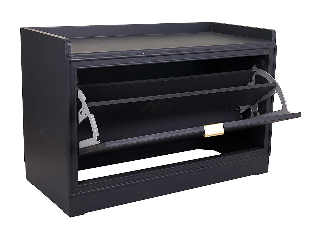 Sgabello scarpiera in legno grigio scuro 80x38x53h