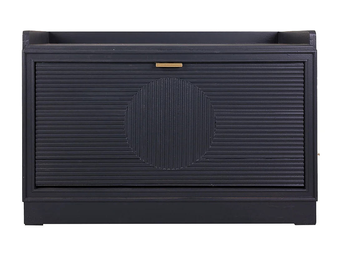 Dunkelgraue Schuhregalbank aus Holz, 80x38x53h cm