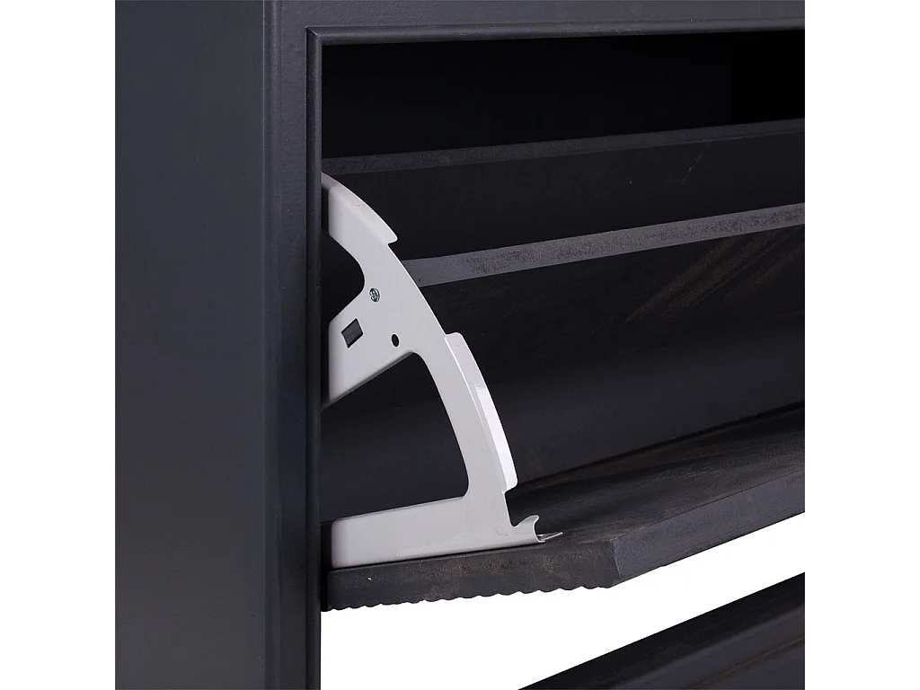 Dunkelgraue Schuhregalbank aus Holz, 80x38x53h cm