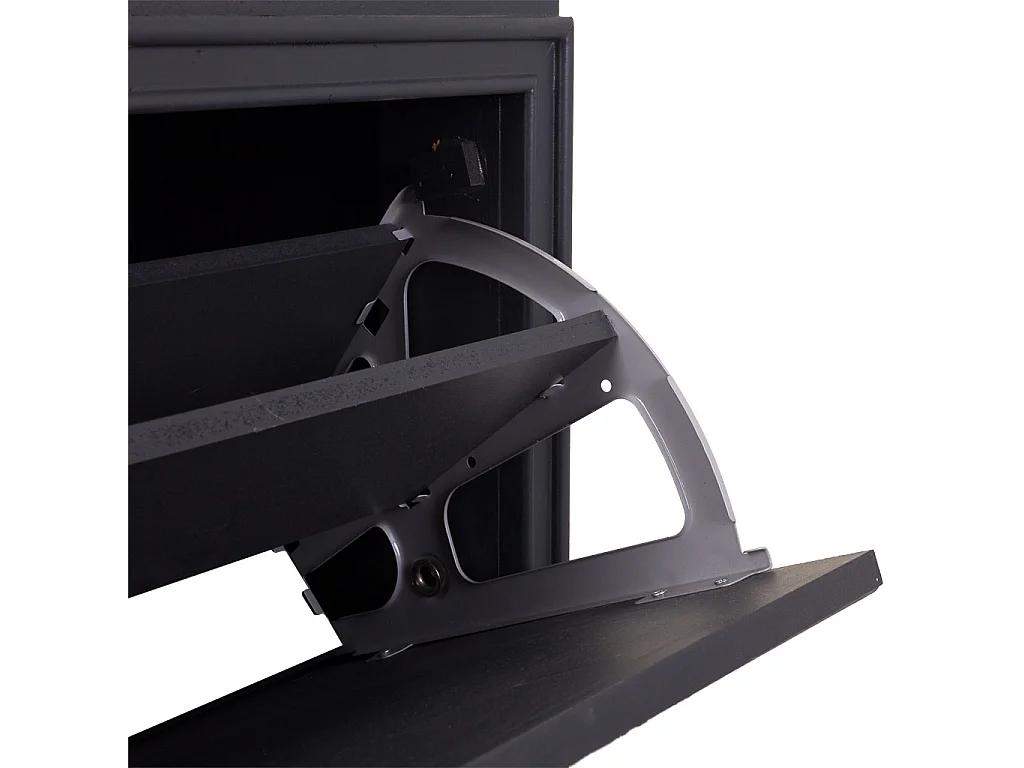 Dunkelgraue Schuhregalbank aus Holz, 80x38x53h cm