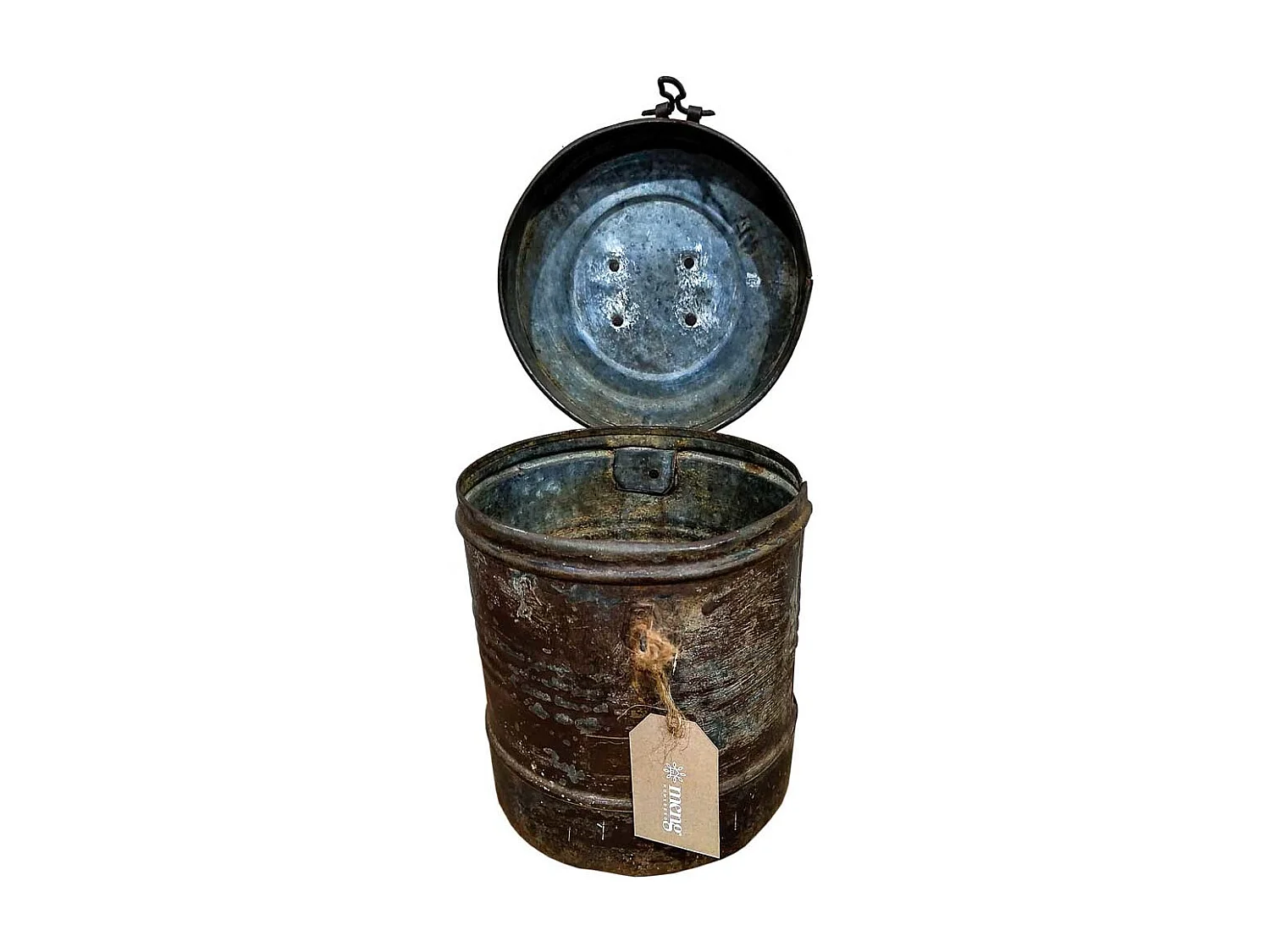 Braune Metalltrommel 20x20x24h cm