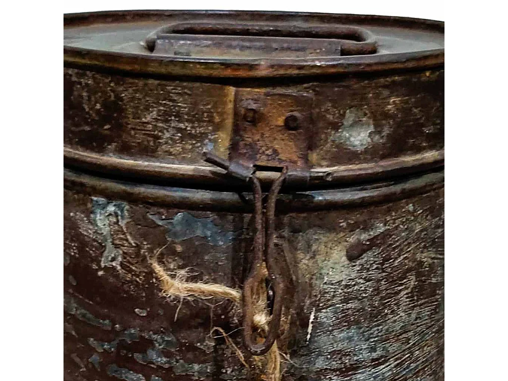 Braune Metalltrommel 20x20x24h cm