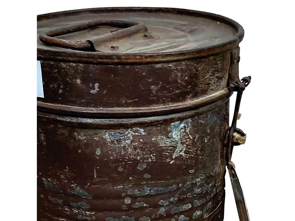 Bidon en métal marron 20x20x24h