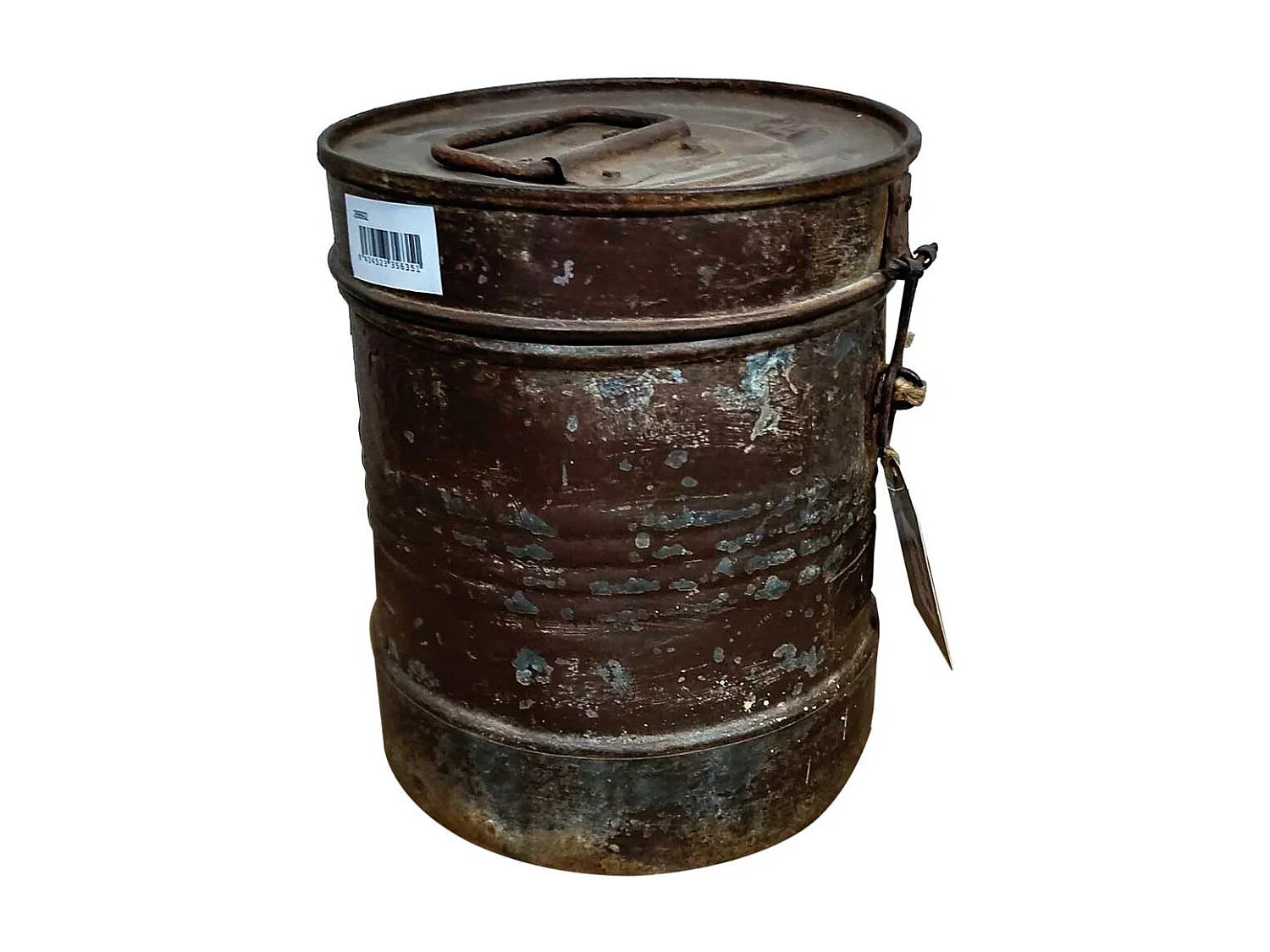 Braune Metalltrommel 20x20x24h cm