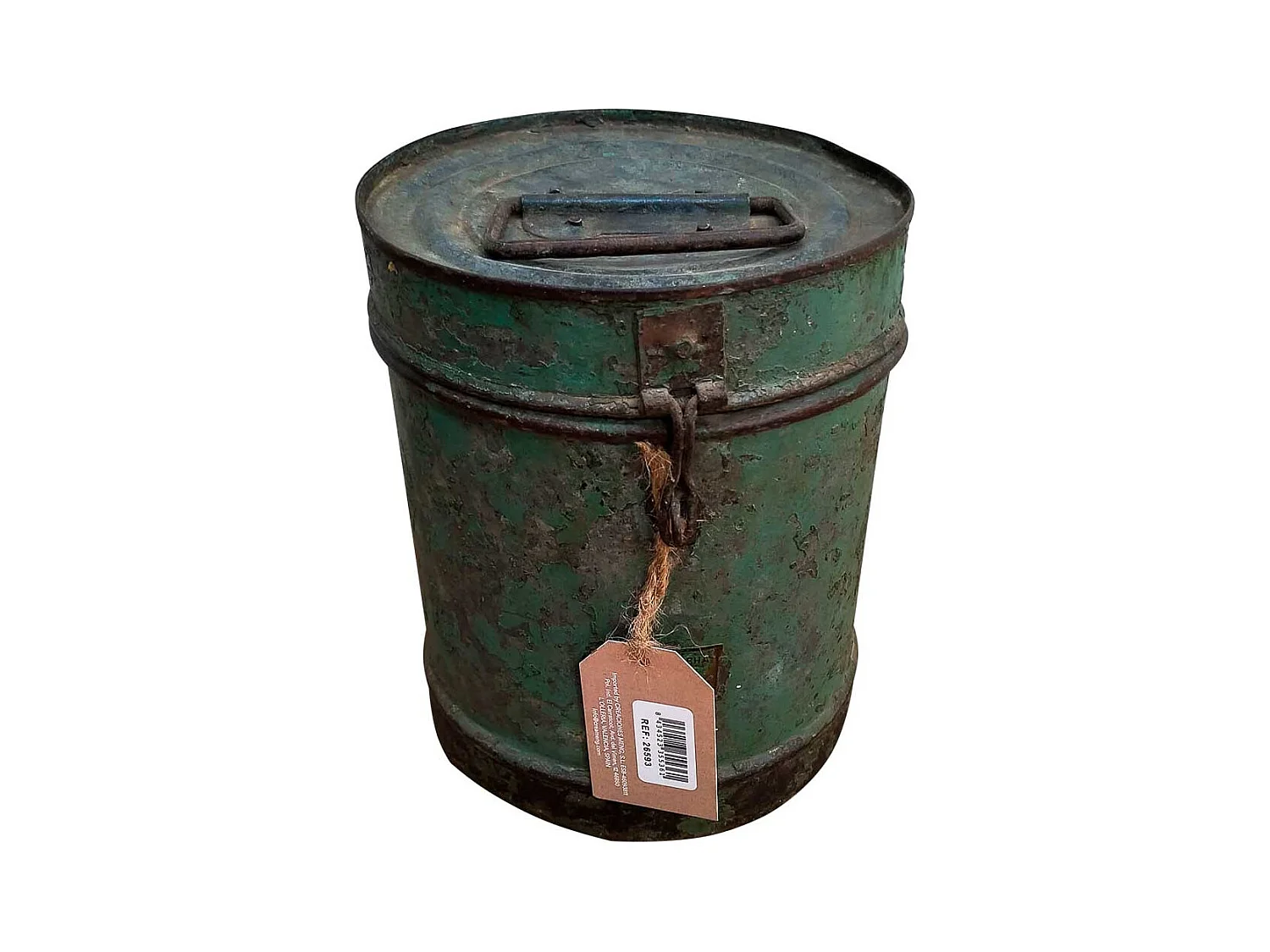 Bidon en metal marron 19x19x24h