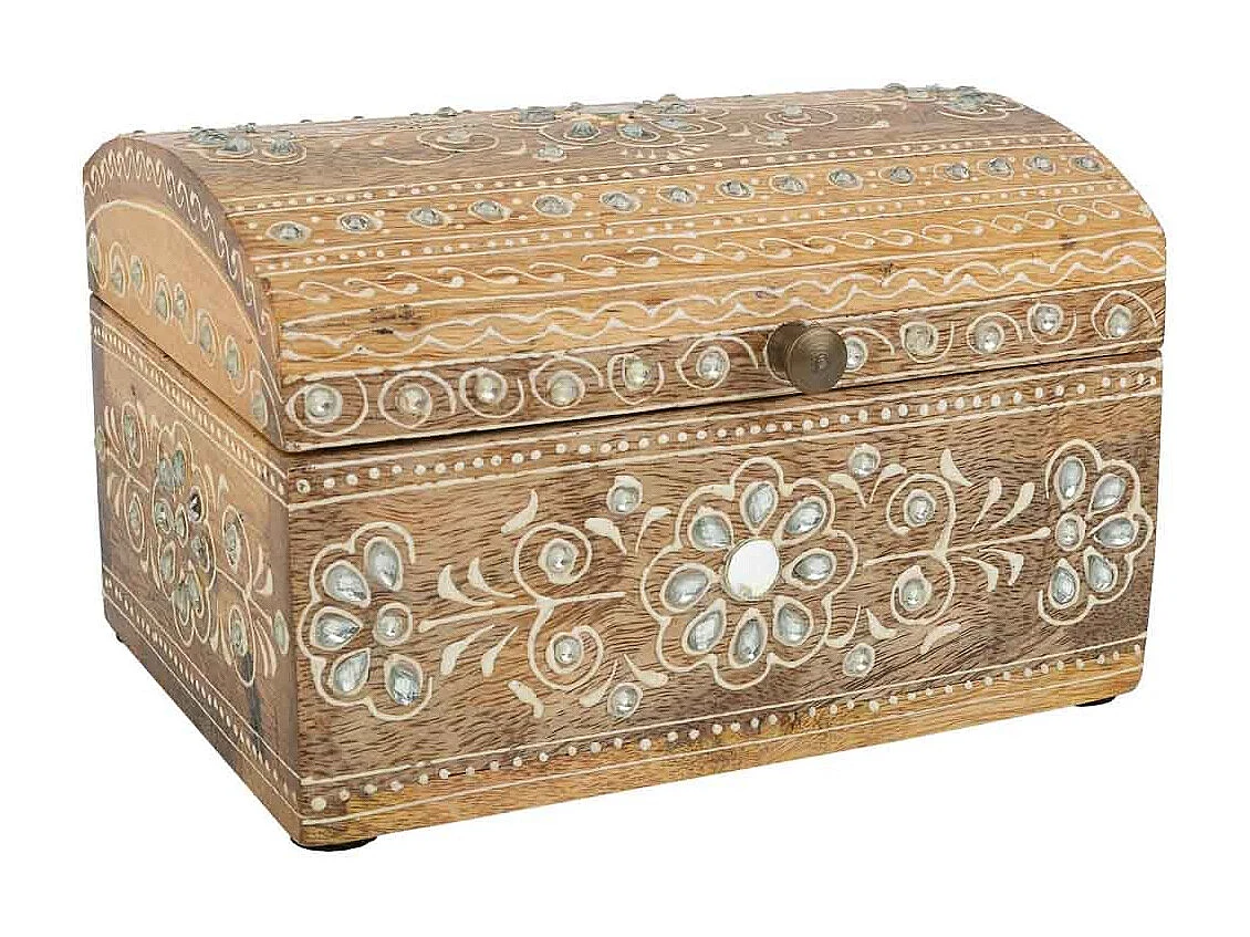 Portagioie in legno dipinto a mano marrone 18x14x11,5h