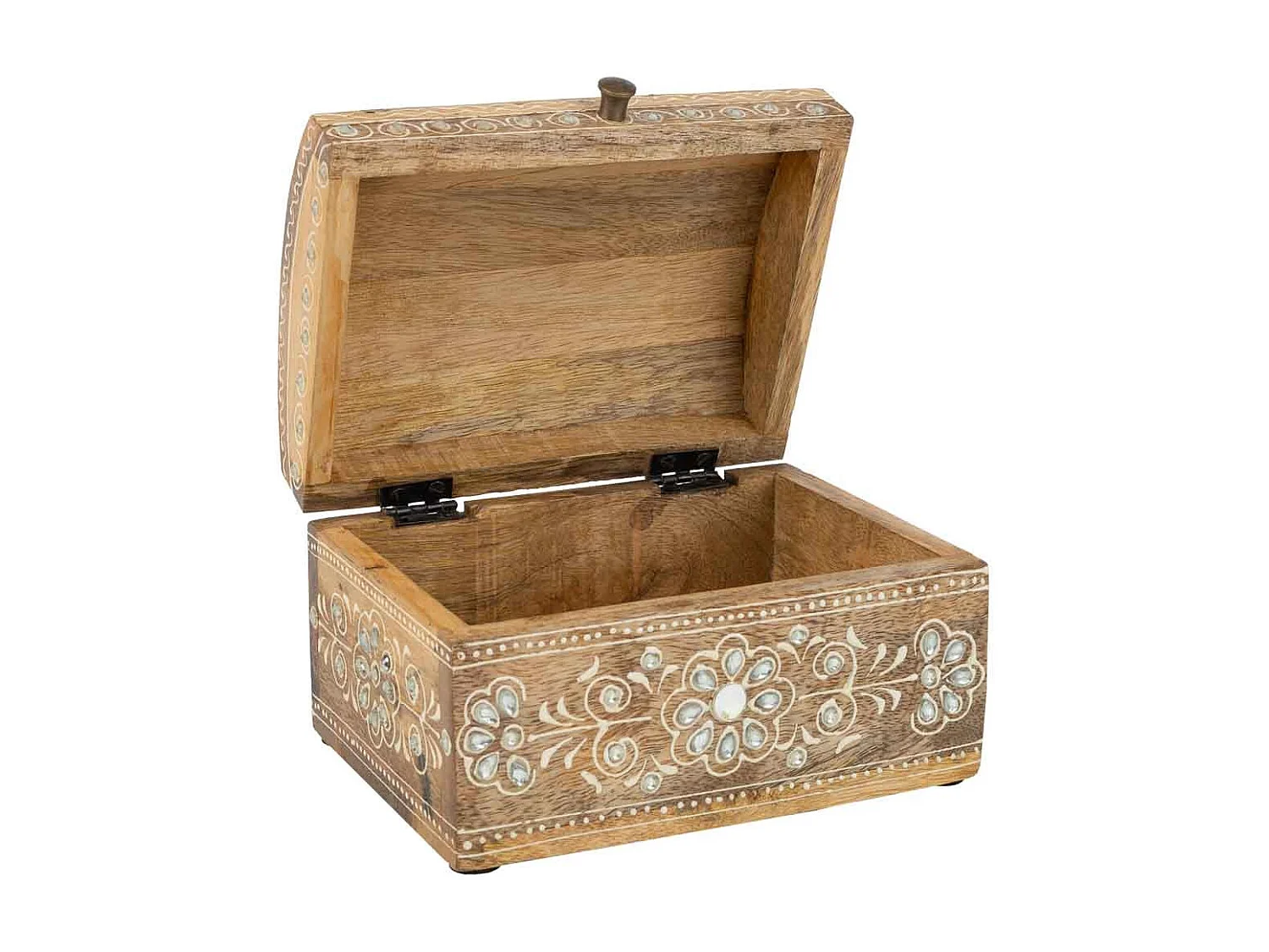 Portagioie in legno dipinto a mano marrone 18x14x11,5h