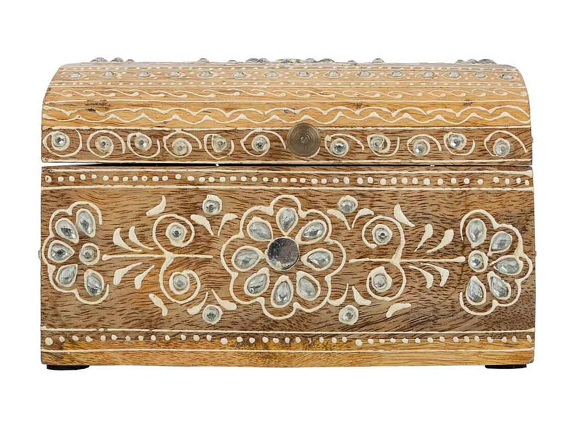 Portagioie in legno dipinto a mano marrone 18x14x11,5h