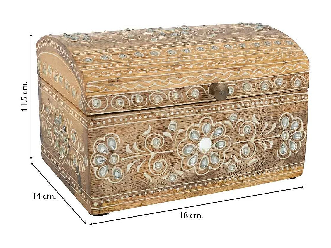 Portagioie in legno dipinto a mano marrone 18x14x11,5h