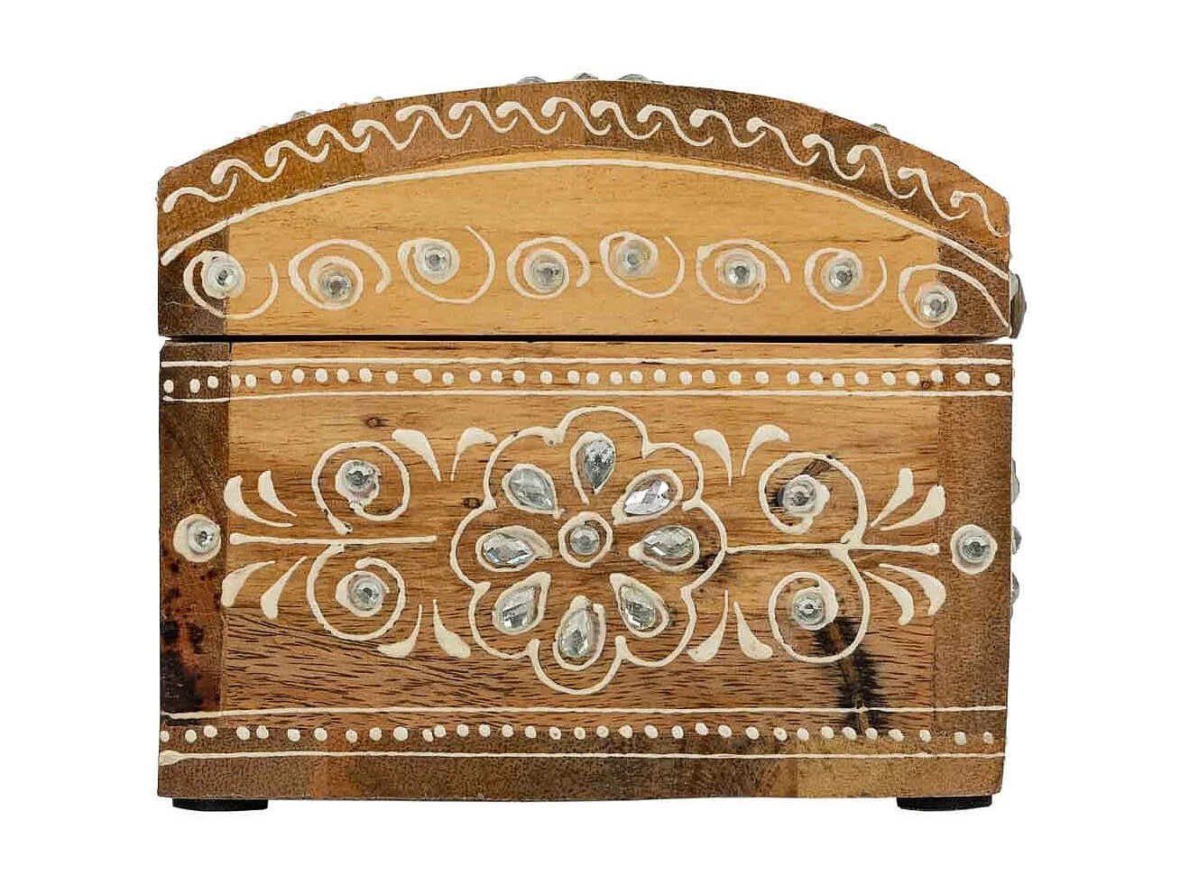 Portagioie in legno dipinto a mano marrone 18x14x11,5h