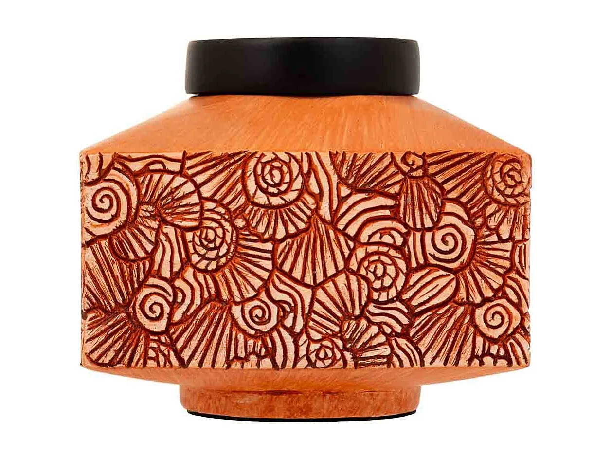 Orangefarbene Polyresin-Dekorationsbox 16x16x13,5h cm