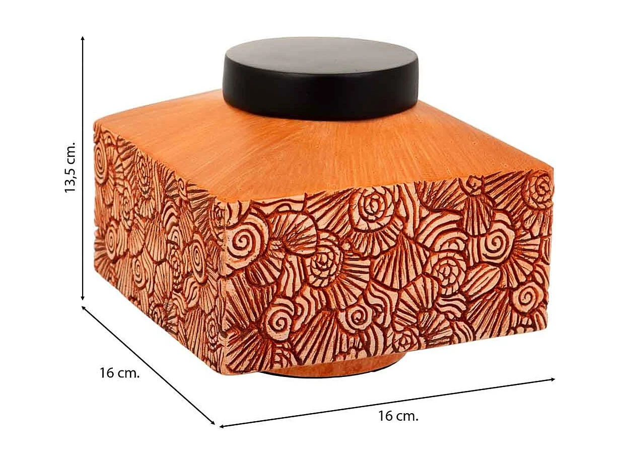 Orangefarbene Polyresin-Dekorationsbox 16x16x13,5h cm