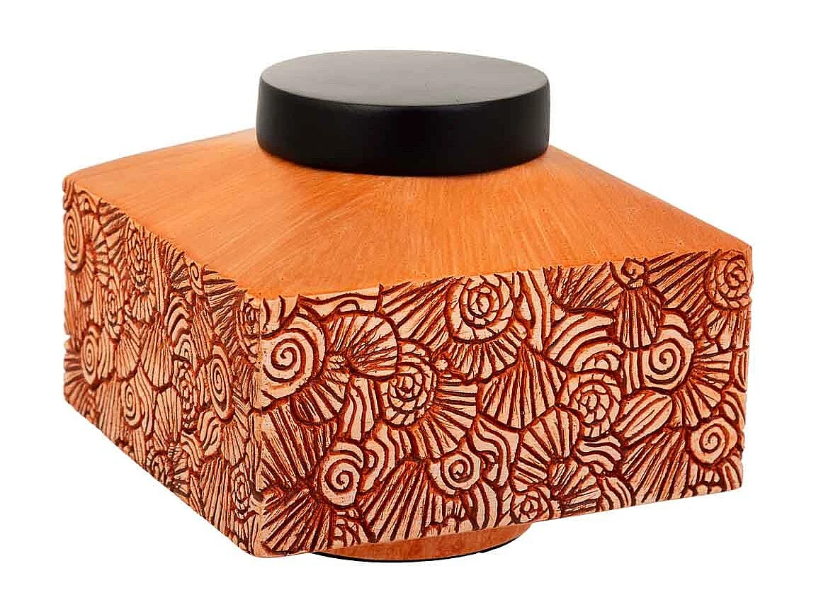 Caja decoración de poliresina naranja 16x16x13,5