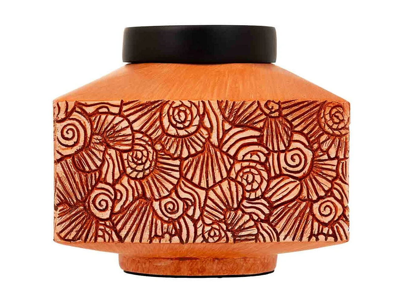 Orangefarbene Polyresin-Dekorationsbox 16x16x13,5h cm