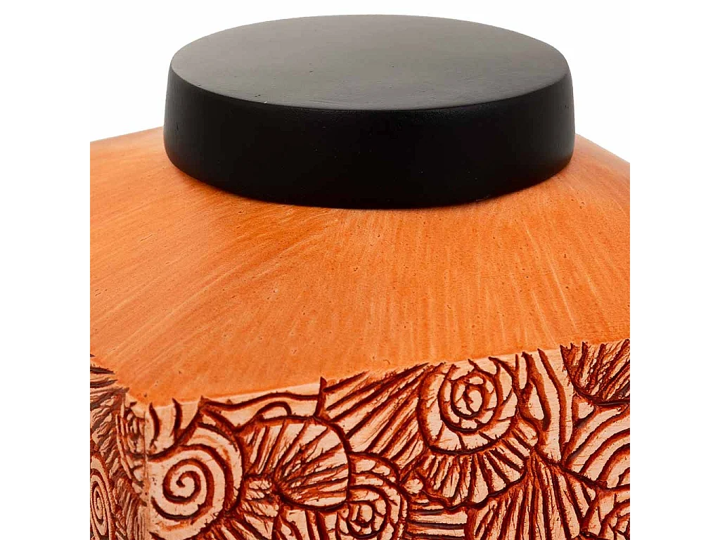 Orangefarbene Polyresin-Dekorationsbox 16x16x13,5h cm