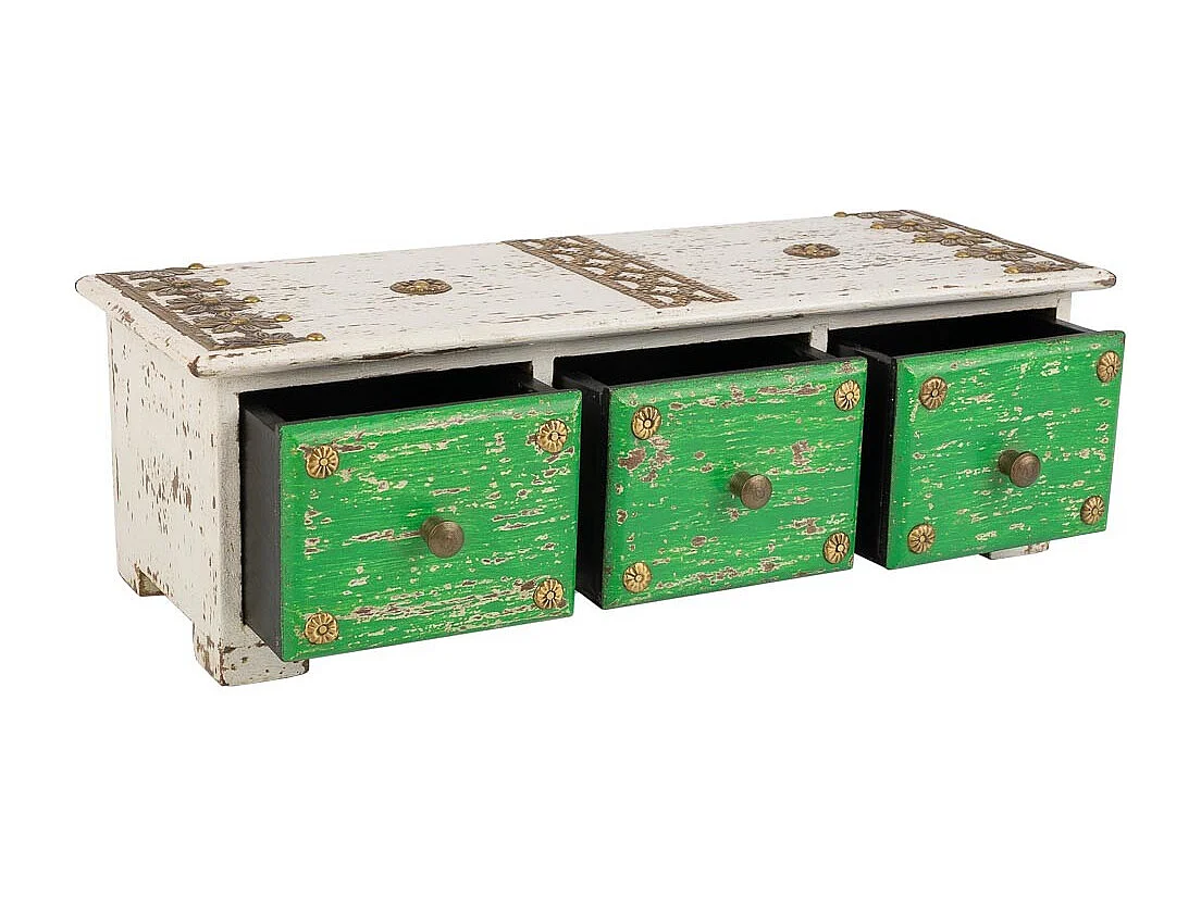 Schmuckschatulle aus Holz mit weißen Metalldetails, 36x15x10H cm