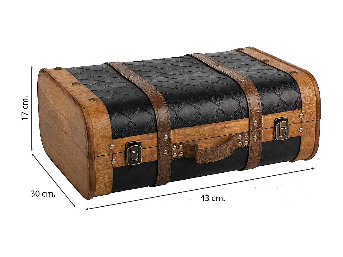Valise en bois blanc 43x30x17h cm