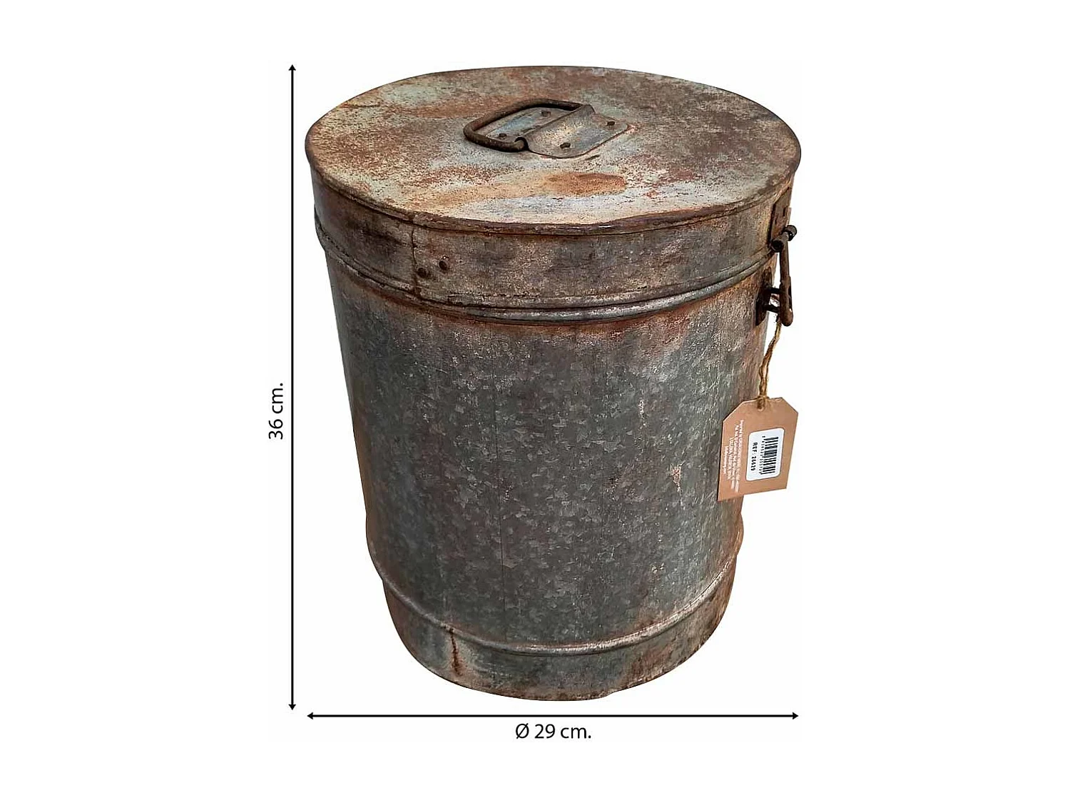 Tambor de metal cinza 29x29x36