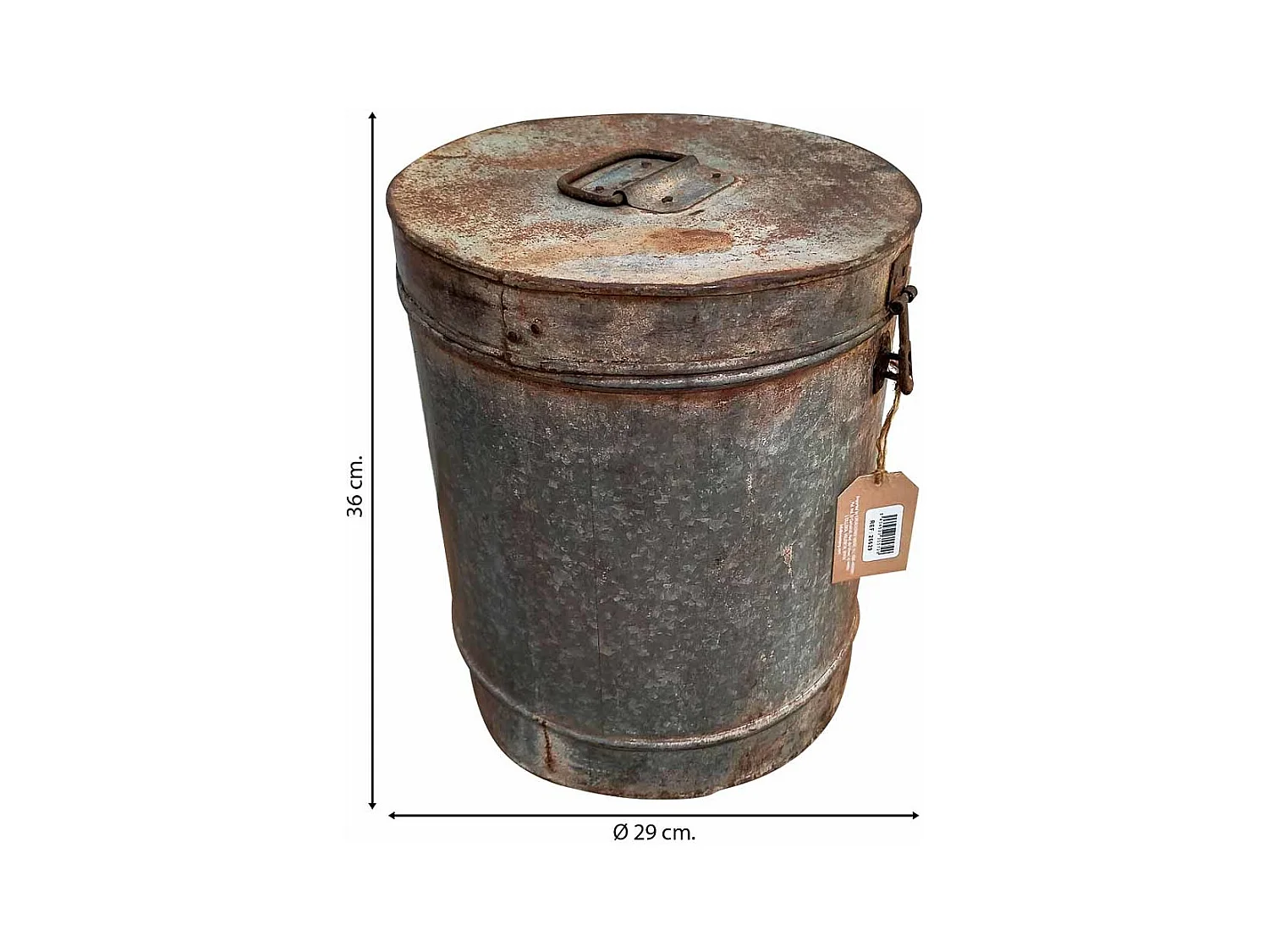 Tambor de metal cinza 29x29x36
