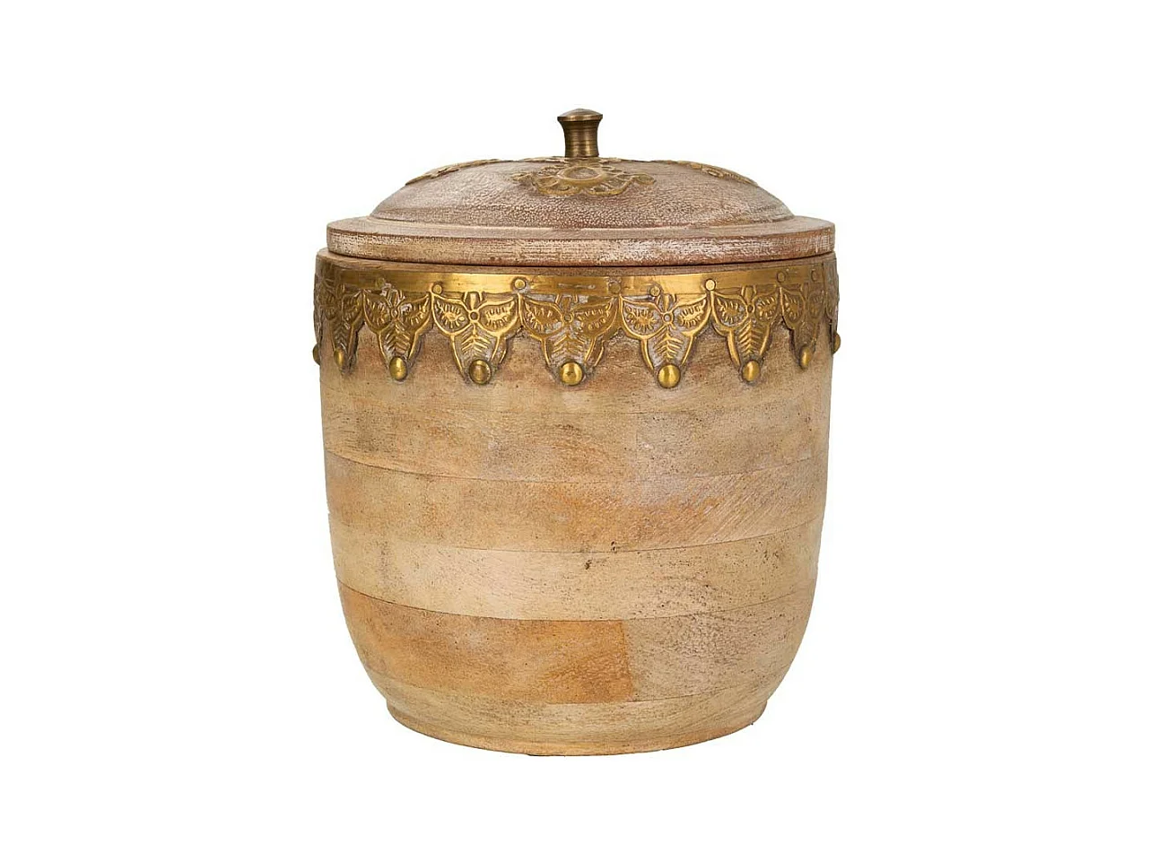 Coffret à bijoux rond marron 13x13x15h