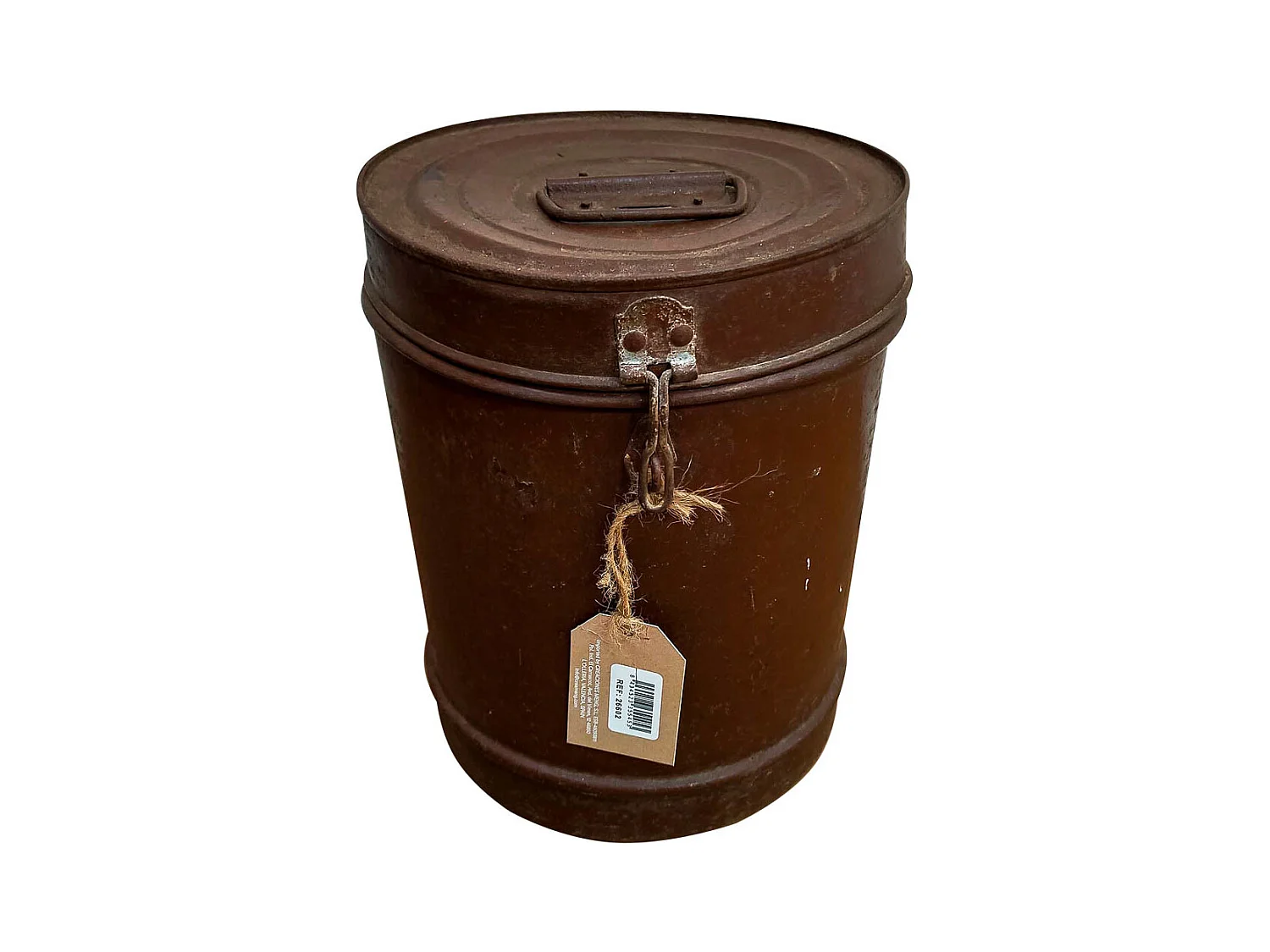 Braune Metalltrommel 23x23x29h cm