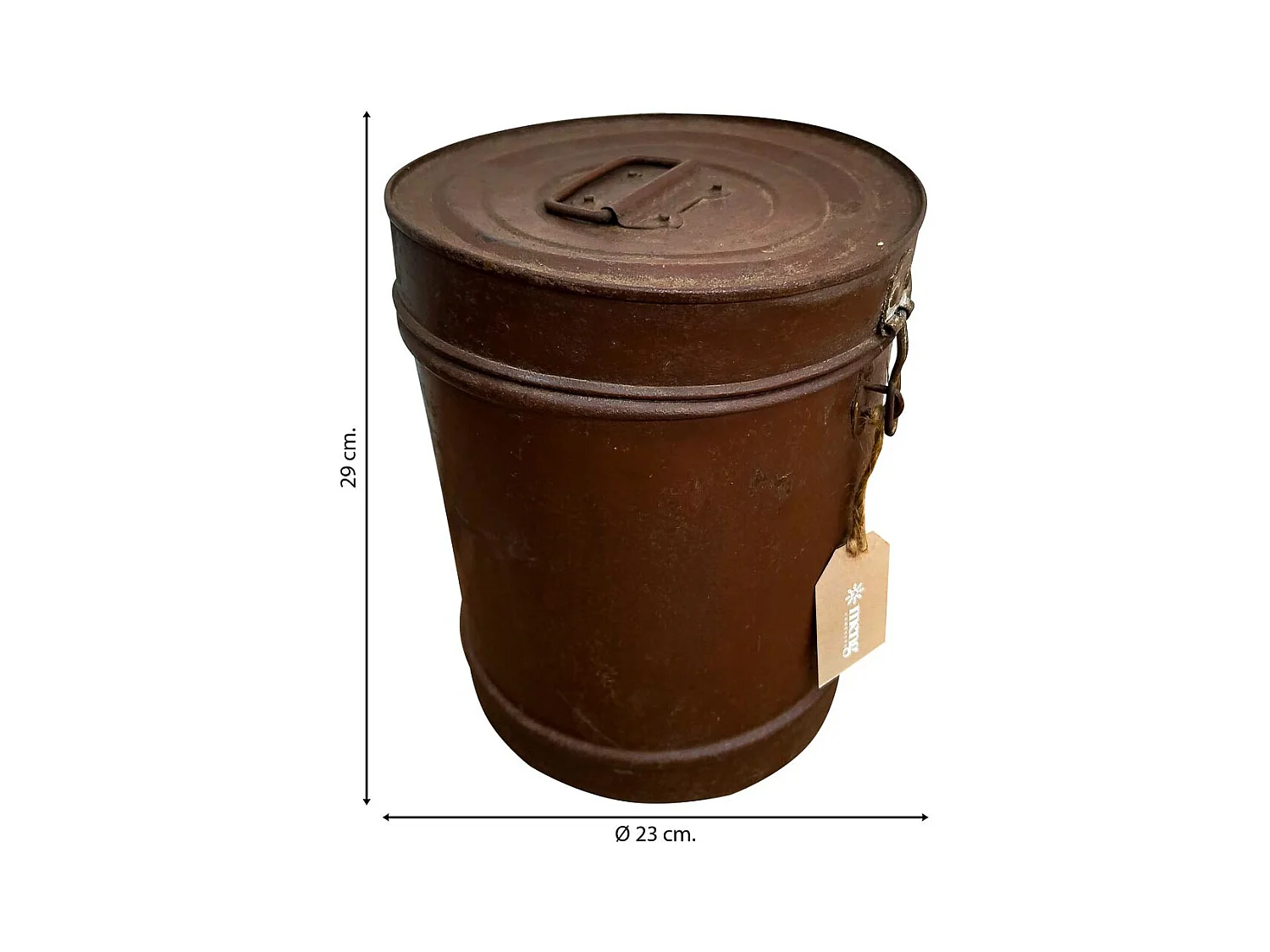 Braune Metalltrommel 23x23x29h cm
